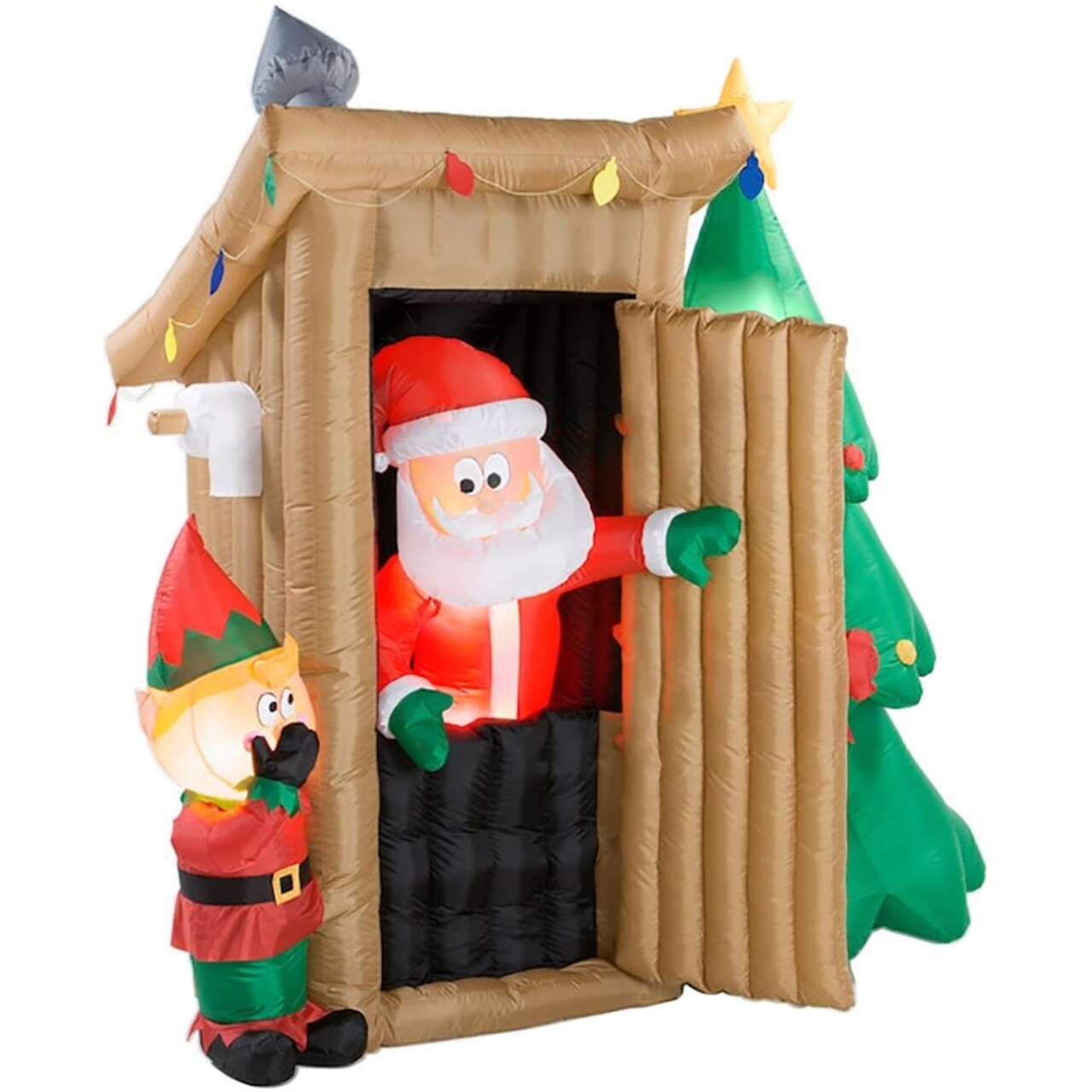 6.5' Gemmy Airblown Animated Inflatable Santa Outhouse Deluxe 85538